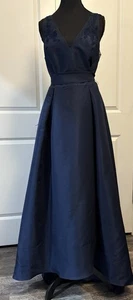 Abito da damigella Truly Zac Posen blu navy pre-amato/indossato una volta taglia 12 - Foto 1 di 22