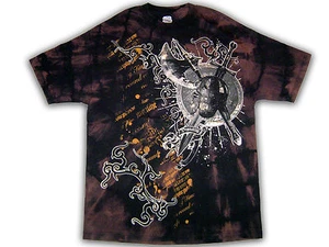 Tie-Dyed T-Shirt Foil Designer Dynasty Couture Blk/Brn - Picture 1 of 2