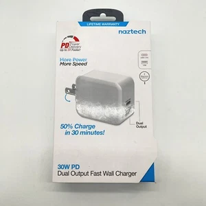 Naztech 30W USB-C PD Dual Output Fast Wall Charger White - Picture 1 of 4