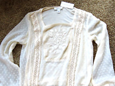 New Bohemian Ivory Sheer Blouse Size Small Vintage America