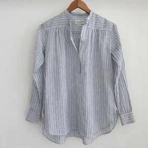 Nili Lotan Shirt Womens XS Blue White Stripe Popover Tunic Mandarin Career - Bild 1 von 13