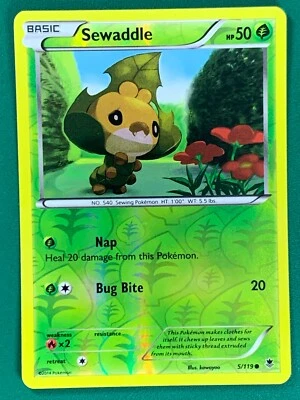 Sewaddle  5/119  Common  Reverse Holo  XY Phantom Forces Pokemon TCG - Image 1 of 4