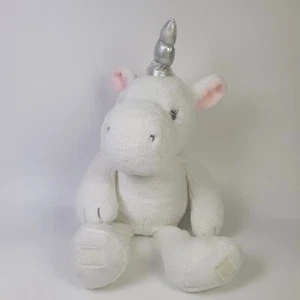 Peluche giocattolo morbido Primark bianco unicorno rosa criniera corno argento 15" 38 cm - Foto 1 di 7
