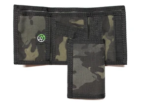 Black Multicam Trifold Wallet Nylon with 6 Credit Card Pockets - Made in USA - Picture 1 of 5