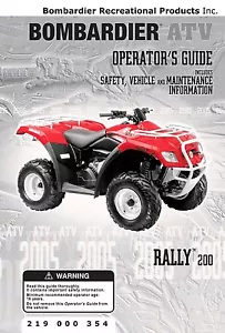 Bombardier Rally 200, Quad ATV, 2005 Owners Manual Bound Book Free Shipping - Picture 1 of 6