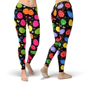 Happy Easter Day Bunny Eggs Yoga Pants High Waisted Leggings Athletic Pants - Picture 1 of 2