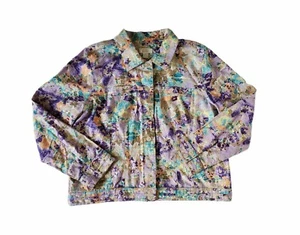 CHRISTOPHER & BANKS Bright Colorful BUTTON-UP BLAZER Women's Large Linen Blend - Picture 1 of 7