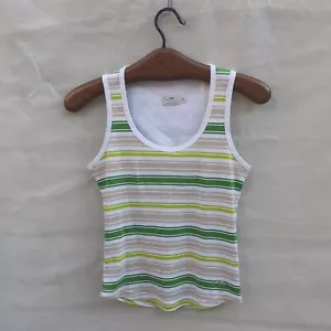Thomas Burberry Striped Tank Vest Top Women's Small Green Made in Spain Cotton - Picture 1 of 15