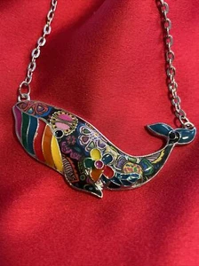 Enamel Alloy Floral Whale Necklace Pendant Choker Sea Fishes Jewelry Charm Cute! - Picture 1 of 6