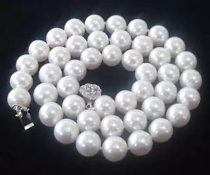Collar con broche de flores con cuentas redondas de perlas de 8 mm blanco Akoya grado AAA 18 - Imagen 1 de 5