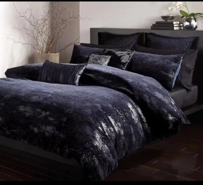 Домашний сапфировый и серебристый металлический пододеяльник Donna Karan + 2 стандартных наволочки. Новый! - Изображение 1 из 4