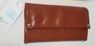 Cartera Time And Tru Marrón Cierre a Presión NUEVA Foto 1 de 3