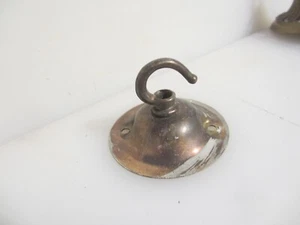 Vintage Brass Ceiling Light Hook Bracket Rose Old Art Deco Hanger Antique 2.75"W - Picture 1 of 9