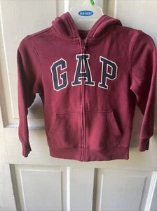 Gap Boy Hoodie Logo Size S Zip Burgundy Cotton Blend. - Picture 1 of 6