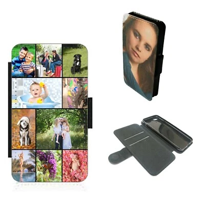 Wallet Phone Case Personalised Photo collage flip cover - For iPhone Samsung - Image 1 of 4
