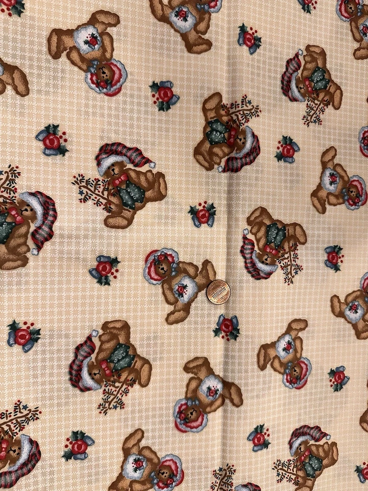 Daisy Kingdom Cream Ted E Bear Christmas Fabric 2 yards 34 inches - Image 1 of 1