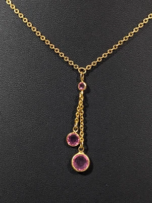 Collar Vintage 1928 Bisel Cristal Rosa Dije Gota en Y Delicado Renacimiento Victoriano Foto 1 de 4