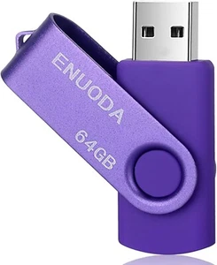 ENUODA Memory Stick 64GB USB 2.0 Flash Drive Swivel Design Fold Storage (Purple) - Picture 1 of 6