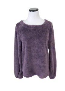 NWT Bobeau Fuzzy Pullover Scoop Neck Sweater XS Purple - Picture 1 of 6