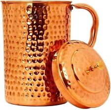 Copper Water Jug Joint Leak- Proof Hammered Design Pitcher For Kitchen- 1500 ml