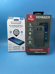 Pelican Voyager Case Samsung Galaxy S6 Active + BodyGuarz Tempered Glass Blk - Picture 1 of 4