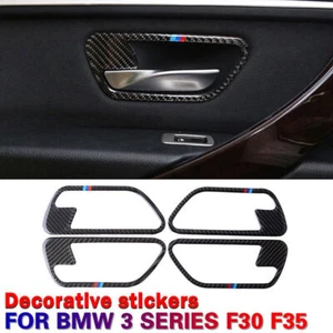 Real Carbon Fiber M Color Door Handle Panel Trim For BMW F30 F34 2003-2018 2004 - Picture 1 of 6