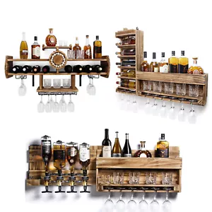 Weinregal Vintage Holz Wandbar Weinregal Stab Weinflaschenhalter Flaschenregal - Bild 1 von 14