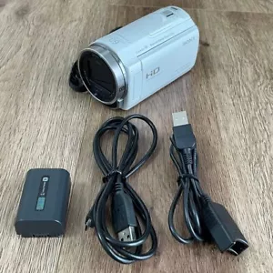 SONY HDR-CX535 Digital HD Video Camera Recorder HandyCam White 32GB Memory Used - Picture 1 of 10