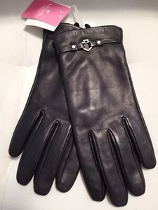 Guanti da donna Kate Spade in pelle nera, grandi, ciascuno $129 - Foto 1 di 5