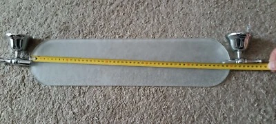 Mensola in vetro satinato da bagno con reggimensola acciaio cromato muro argento - Immagine 1 di 4