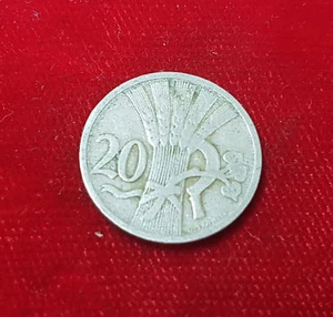 20 Haleru Heller 1921 Coin Coin Czech Republic Czechoslovakia Corn Ears Sickle - Picture 1 of 2
