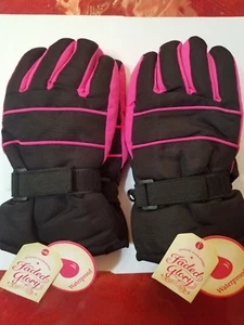 2 Pairs FD Solid Snow Gloves L-XL Size Kids Black Soot Waterproof New Tags - Picture 1 of 2