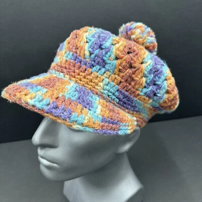 Gorro Vintage Hecho a Mano Gorra Crochet Slouchy Adulto Gorro con Visera Talla Mediana Foto 1 de 4