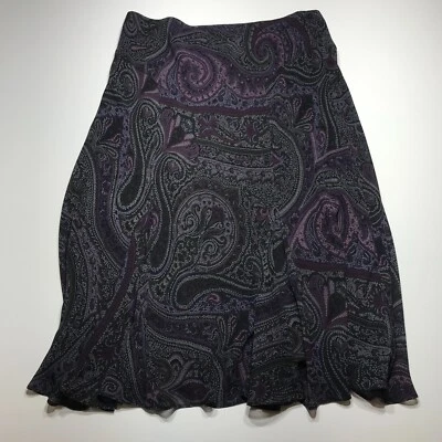 Chaps Skirt Size Large Purple Paisley Pattern Chiffon Frill Hem Occasions Long - Image 1 of 4