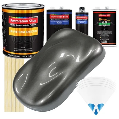 Kit de pintura para automóvil de capa base de uretano galón metálico carbón oscuro capa transparente Foto 1 de 4