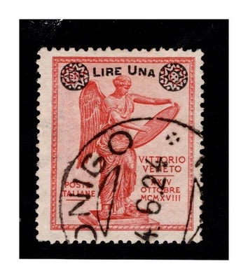 VITTORIA SOVRASTAMPATA  CARMINIO 1 LIRA SU 10 C. ANNULLATA CERTIFICATA DIENA - Immagine 1 di 3