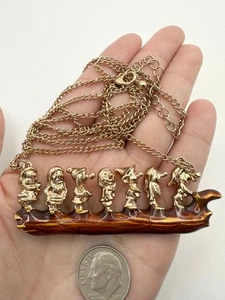 Disney seven dwarfs gold plated long necklace 36” - Picture 1 of 7