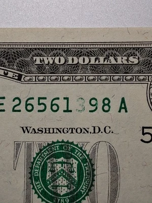 1976 $2 Dollars  Bill Insufficient Ink Error - Image 1 of 4