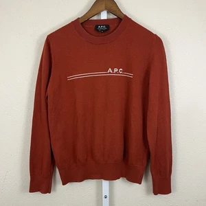 A.P.C. Rue Madame Paris Pullover Logo Intarsia Cotton Cashmere Sweater Womens XL - Picture 1 of 5