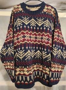Vintage 1990's Abercrombie And Fitch The Big Sweater XL Wool Nordic Winter  - Picture 1 of 4