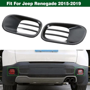 Black Rear Lower Bumper Fog Light Cover Trim Iron For Jeep Renegade 2015-2019 - Picture 1 of 12