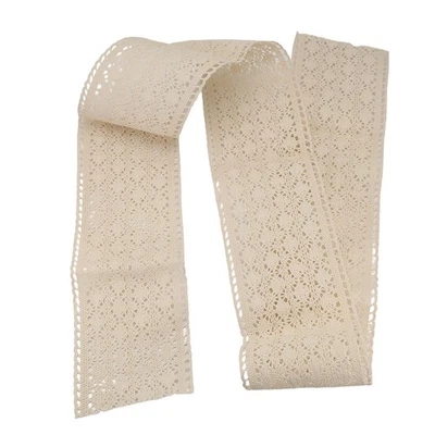 2X(Tisch Tuch Makramee für Hochzeit im Boho Stil Beige Creme (15 X 200 Cm) 6283 - Bild 1 von 4