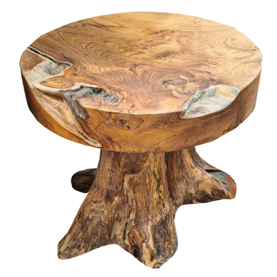Teak Root Round Side Table / Stool 40cm - Indoor & Outdoor - Image 1 of 4