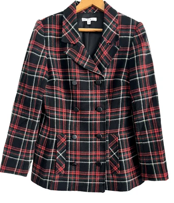 Blazer CABI Manhattan tartán a cuadros rojo/verde/negro mezcla de lana forrado vacaciones  Foto 1 de 4