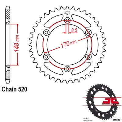 JT Sprockets Steel Rear Sprocket 520 Pitch 42 Tooth Suzuki RM500 (1983-1984) - Image 1 of 2