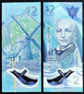 Barbados Banknote 2 Dollar 2022 Polymer, Morgan Lewis Windmill, UNC(#11022) - Bild 1 von 1