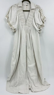Maxi Vestido Boho Free People Samantha Botón Frontal Talla Pequeños Bolsillos Algodón Foto 1 de 4