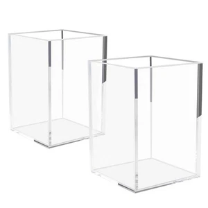 Acrylic Pen Holder 2 Pack,Clear Desktop Pencil Cup Stationery Organizer for O... - Picture 1 of 5