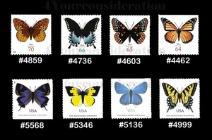 US SCOTT #4462, 4603, 4736, 4859, 4999, 5136, 5346 & 5568 / Butterflies Comp Set - Picture 1 of 1