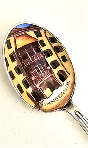 Innsbruck Austria Souvenir Spoon 935 Sterling Silver Enameled Tirol Vintage - Picture 1 of 5